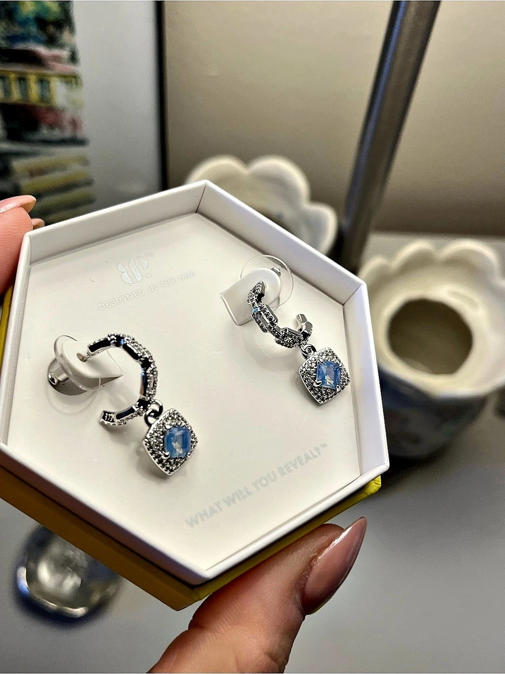 Bomb Party The Crown Drop Earrings Blue & Silver